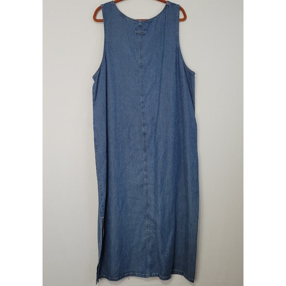 Vintage J.Jill Sleeveless Denim Maxi Dress sz 2X Casual Country Pockets 90s USA - Picture 6 of 7